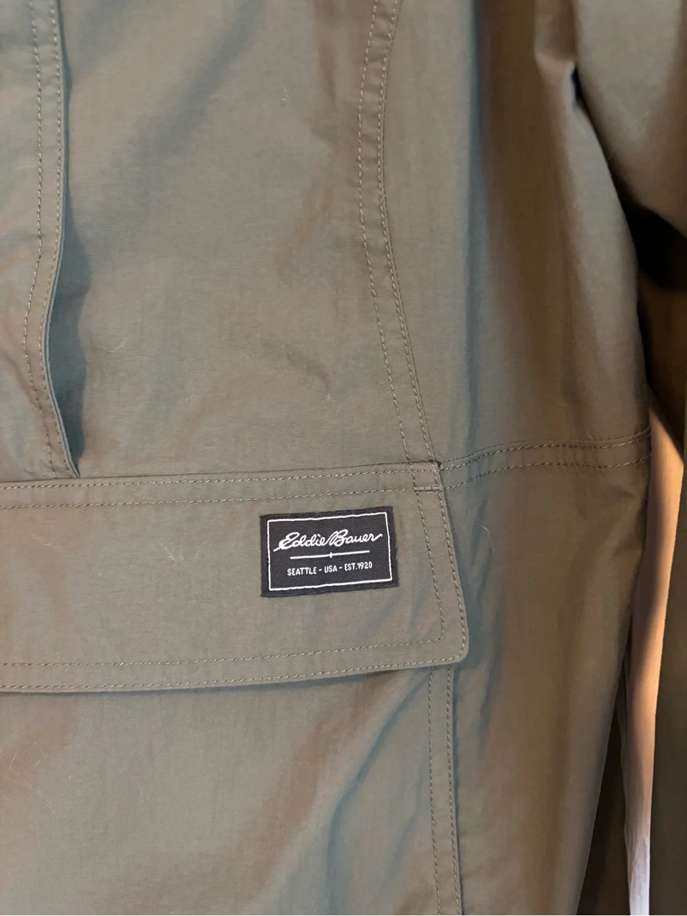 Eddie Bauer Olive Green Hooded Pull-Over Jacket